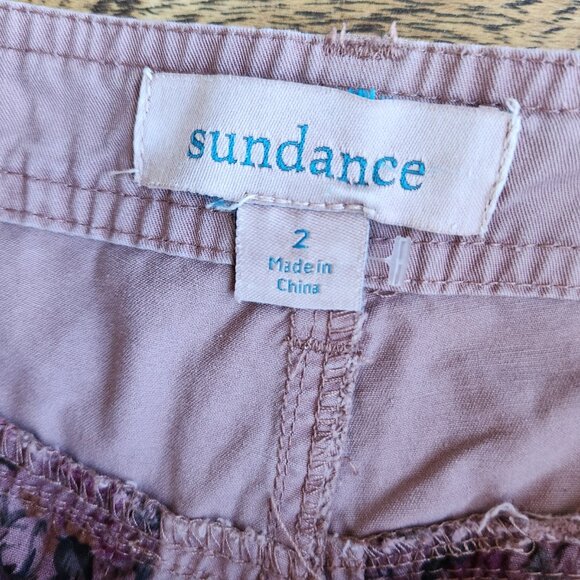 Sundance Vivant Floral Embroidered Cargo Ankle-Zip Cropped Pant Zip Pocket Lilac - Picture 10 of 11